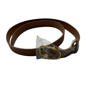 Brown Leather Jasgood Belt with Gold Buckle. NWOT